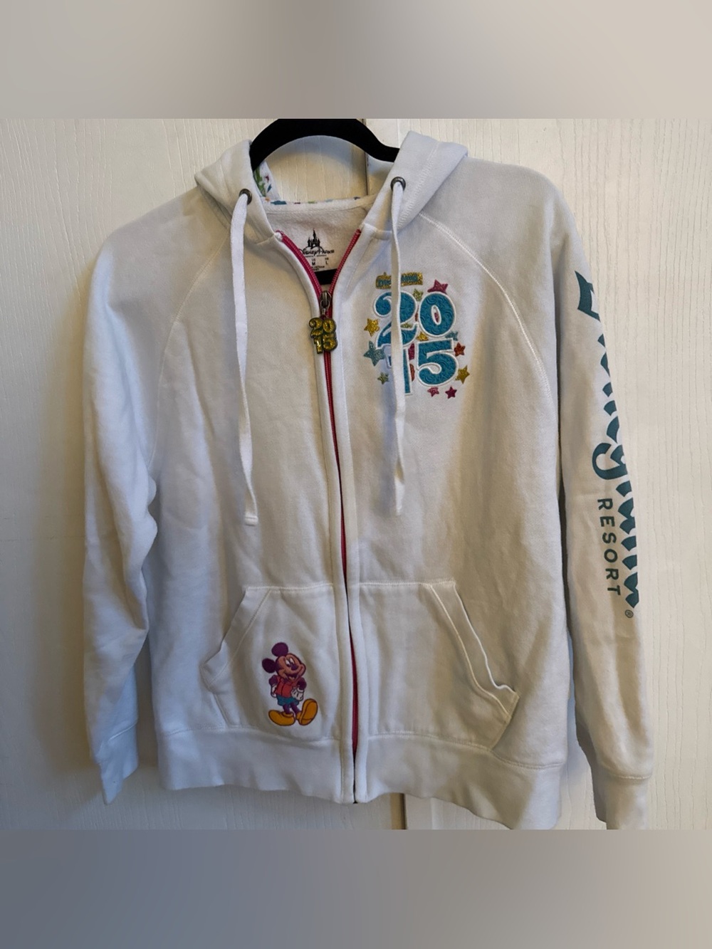 Disneyland Resorts Disney Parks 2015 Full Zip Hoodie White Womens Medium